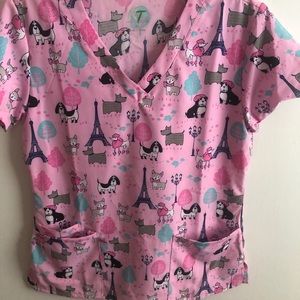 Paris Puppies Scrub Top